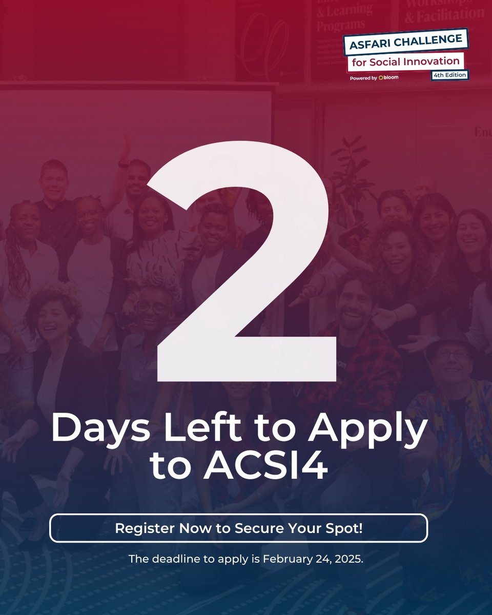 Only 2 days left to apply for #ACSI4! 🚀

• $3,830 funding
• Expert mentorship
• Hands-on training

Turn your idea into a thriving social enterprise. Build impact, refine your model &amp; join a community of changemakers.

Apply by Feb 24: bloom.pm/acsi4