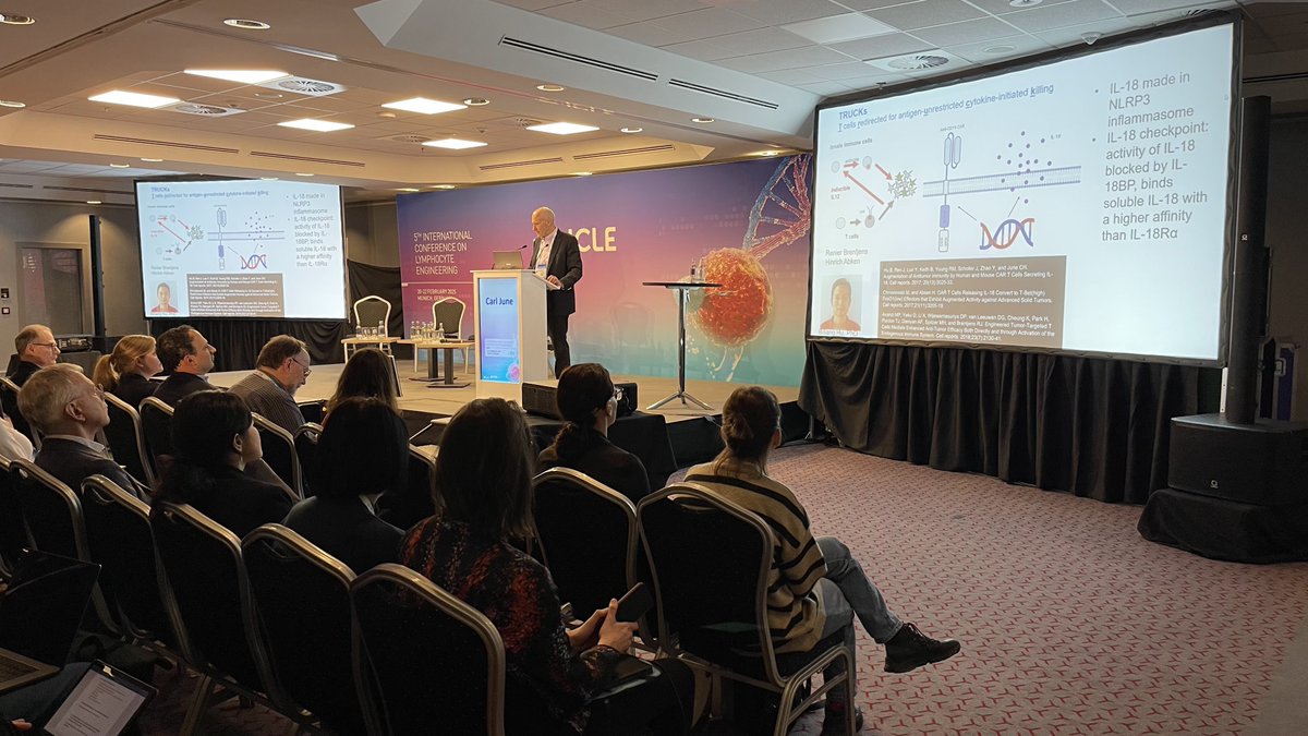 ICLE_lymphocyte's tweet photo. The latest breakthroughs and what’s next for cell therapy at #ICLE2025! @carlhjune, a Professor at @Penn gave a remarkable keynote lecture on "CAR T-Cells: Current status and outlook & the roles of Type 2 Cytokines in cancer #Immunotherapy".
#LymphocyteEngineering #CellTherapy https://t.co/acRY8ExiqU