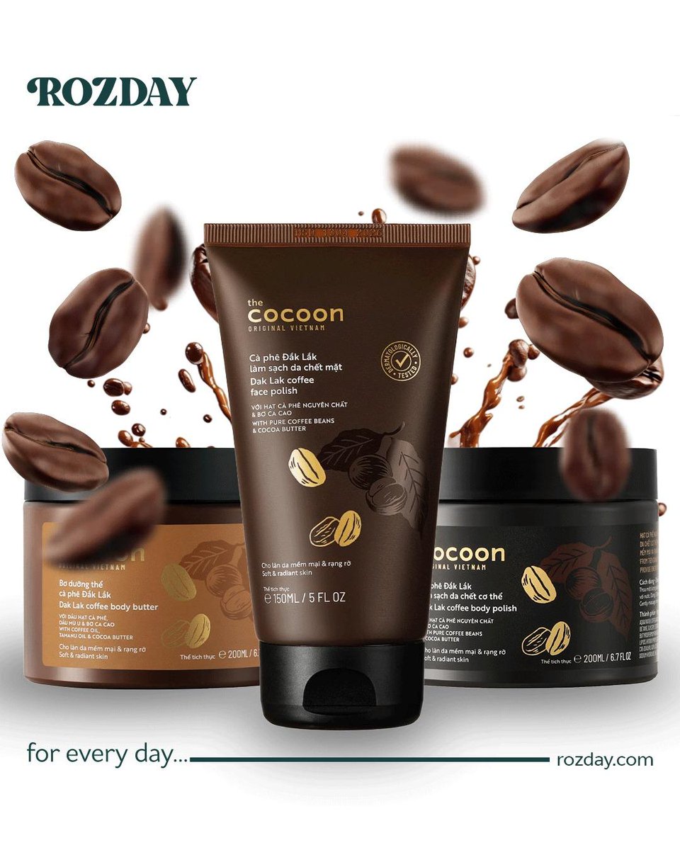 Rozdaysa's tweet photo. مجموعة مقشر الوجه والجسم مع زبدة الجسم داك لاك كوفي من RozDay  تمنح بشرتك نعومة وإشراقة بفضل القهوة الفيتنامية الغنية بمضادات الأكسدة.  تقشير طبيعي، تحفيز للدورة الدموية، وترطيب عميق في تجربة فاخرة لمحبي العناية بالبشرة بالقهوة. • التوصيل مجاني لجميع أنحاء المملكة https://t.co/duxEHLQtAb