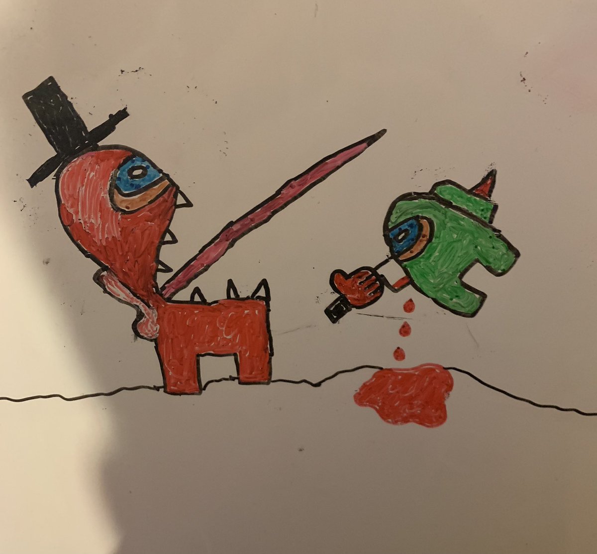 Red is looking really sus today I don’t think I can trust him today lol 
 I hope you like my picture among us (: