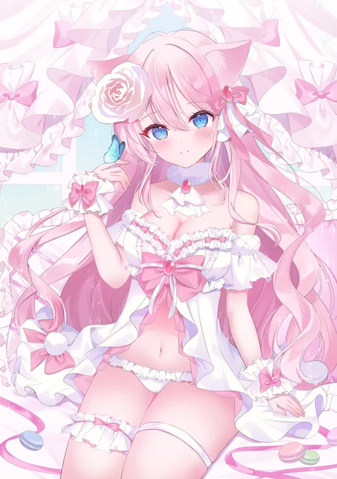 #猫の日 桃色にゃんこ 