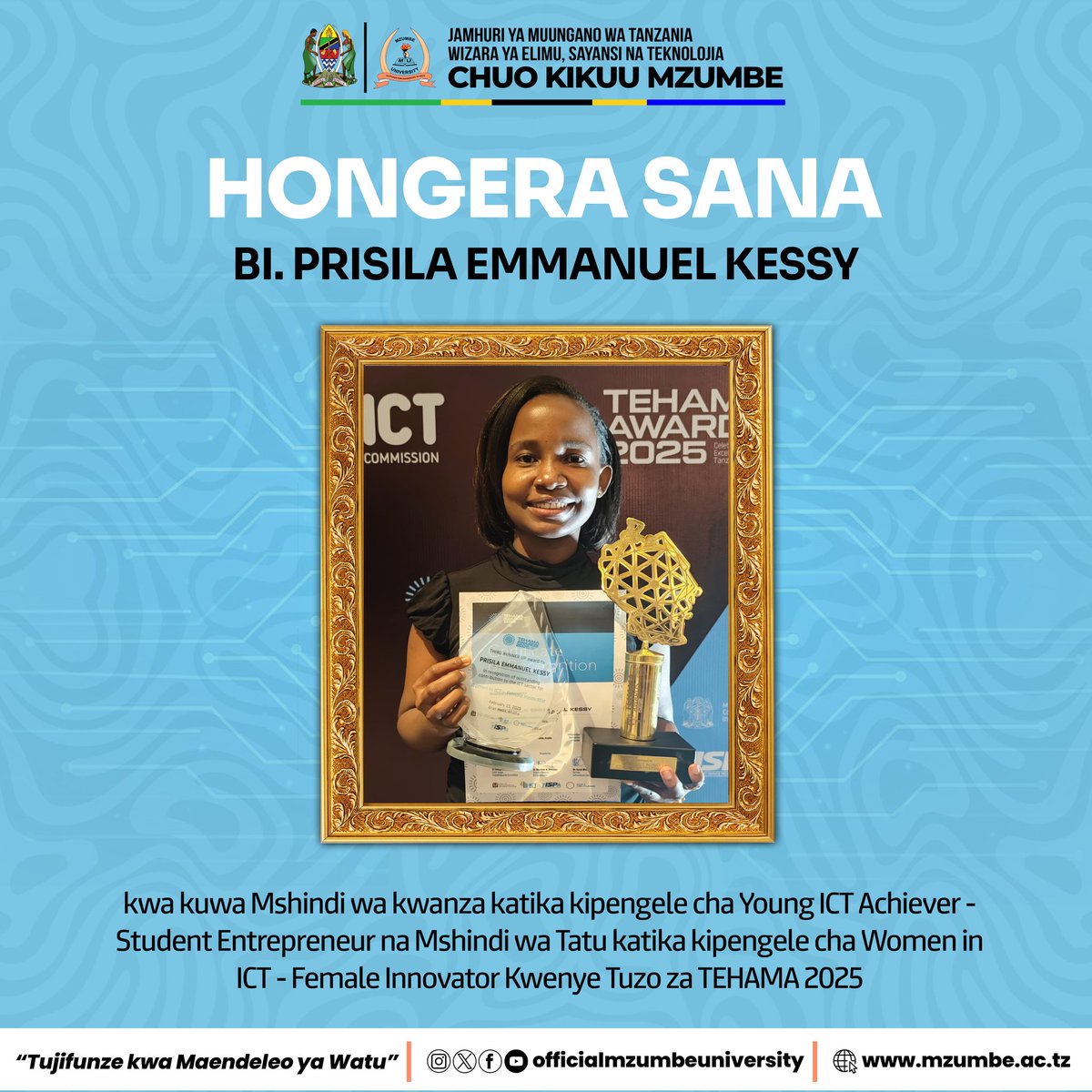 officialmzumbe's tweet photo. SALAMU ZA PONGEZI KWAKO, BI. PRISILA EMMANUEL KESSY

@mzumbe_media
@muso_updates
@mzumbeuniversitydcc
@wizarahmth

#mzumbeuniversity
#mzumbeuniversitymbeyacampuscollege
#mzumbedarcampus
#mzumbeuniversitymorogoro
#tujifunzekwamaendeleoyawatu https://t.co/cnXmEf7d7h