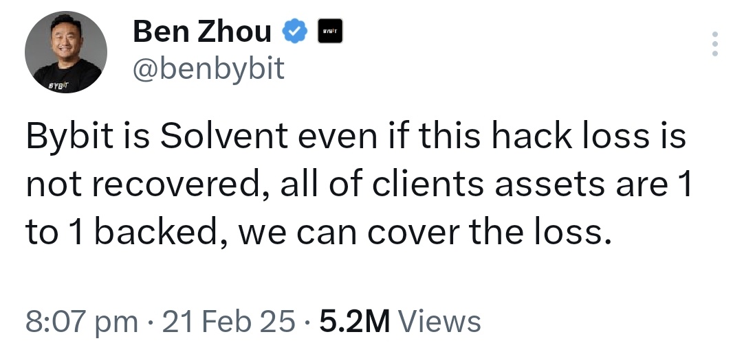 BybitByBUIDLERs's tweet photo. A true leader in crypto! ๐ Bybitโs reserves are fully backed and the team is handling everything with transparency. Strong, secure, and reliable! ๐ #TradeWithBybit https://t.co/tHNZFUe40M