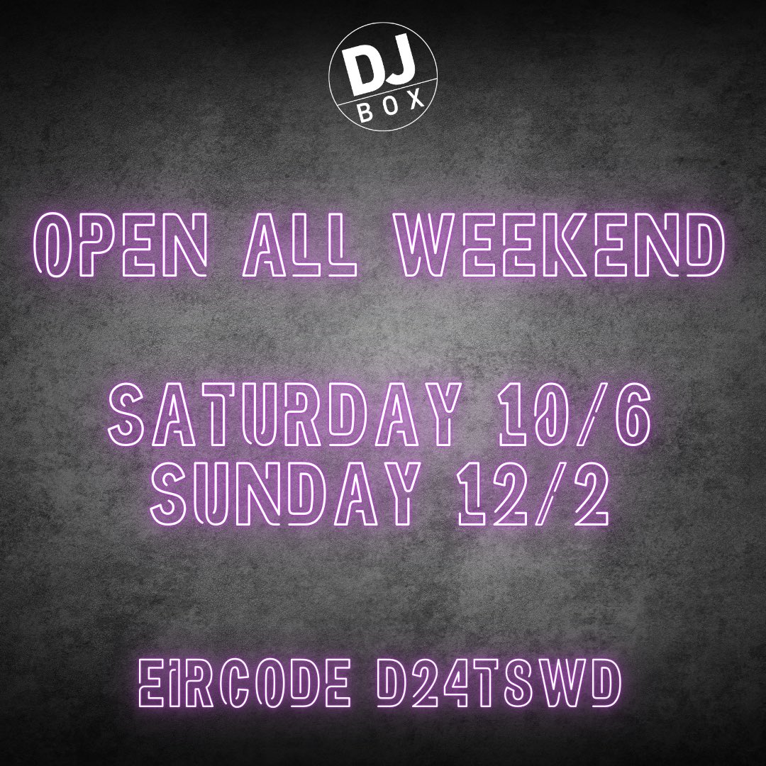Always open 7 days a week with the best service, support and brands. Call in and visit our purpose built shop and showroom in Tallaght! Ready to support you!

#djbox #djshop #open7days #service #support #instore #djlife #djing #djlifestyle #dj