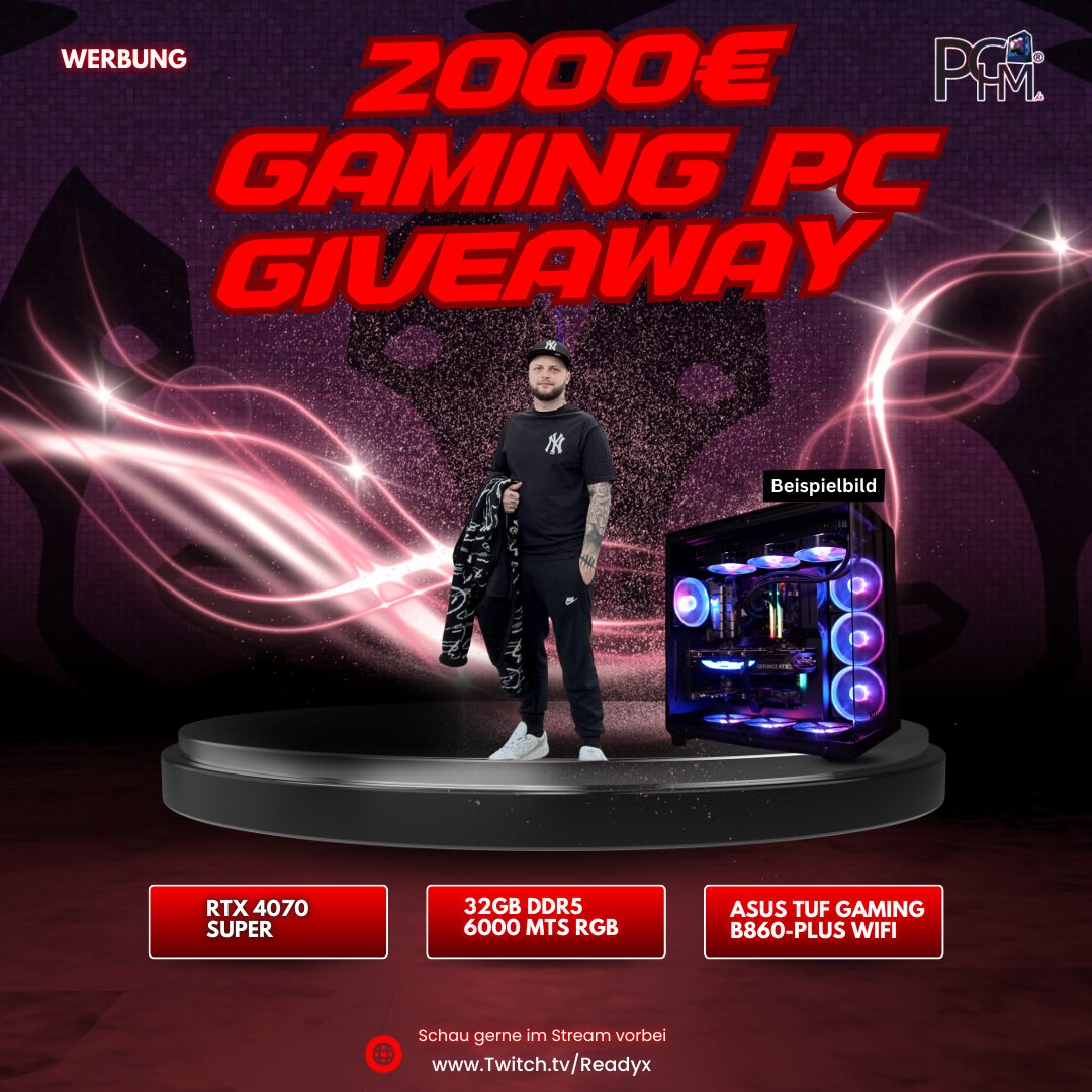 Readyx (@readyx_) on Twitter photo Jeder von euch darf gerne mitmachen.
Schaut auch gerne im Stream vorbei, ihr bekommt dort täglich einen neuen Code von mir für ein weiteres Ticket!
pchm.de/gewinnspiel
<a href="/PCHMde/">PCHM.de - PCs, Hardware & Modding</a> <a href="/NZXT_de/">NZXT Deutschland</a> <a href="/asusrogde/">ASUS ROG DACH</a> Jeder von euch darf gerne mitmachen.
Schaut auch gerne im Stream vorbei, ihr bekommt dort täglich einen neuen Code von mir für ein weiteres Ticket!
pchm.de/gewinnspiel
<a href="/PCHMde/">PCHM.de - PCs, Hardware & Modding</a> <a href="/NZXT_de/">NZXT Deutschland</a> <a href="/asusrogde/">ASUS ROG DACH</a>