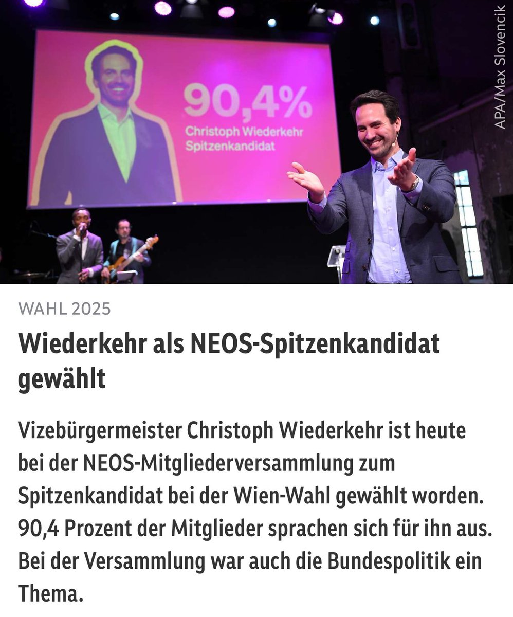 Am 27.04. gibt es keine bessere Option als einen, der ehrlich für Wien arbeitet. Wir haben heute den perfekten Spitzenkandidaten dafür gewählt: <a href="/chriswiederkehr/">Christoph Wiederkehr</a> 🚀