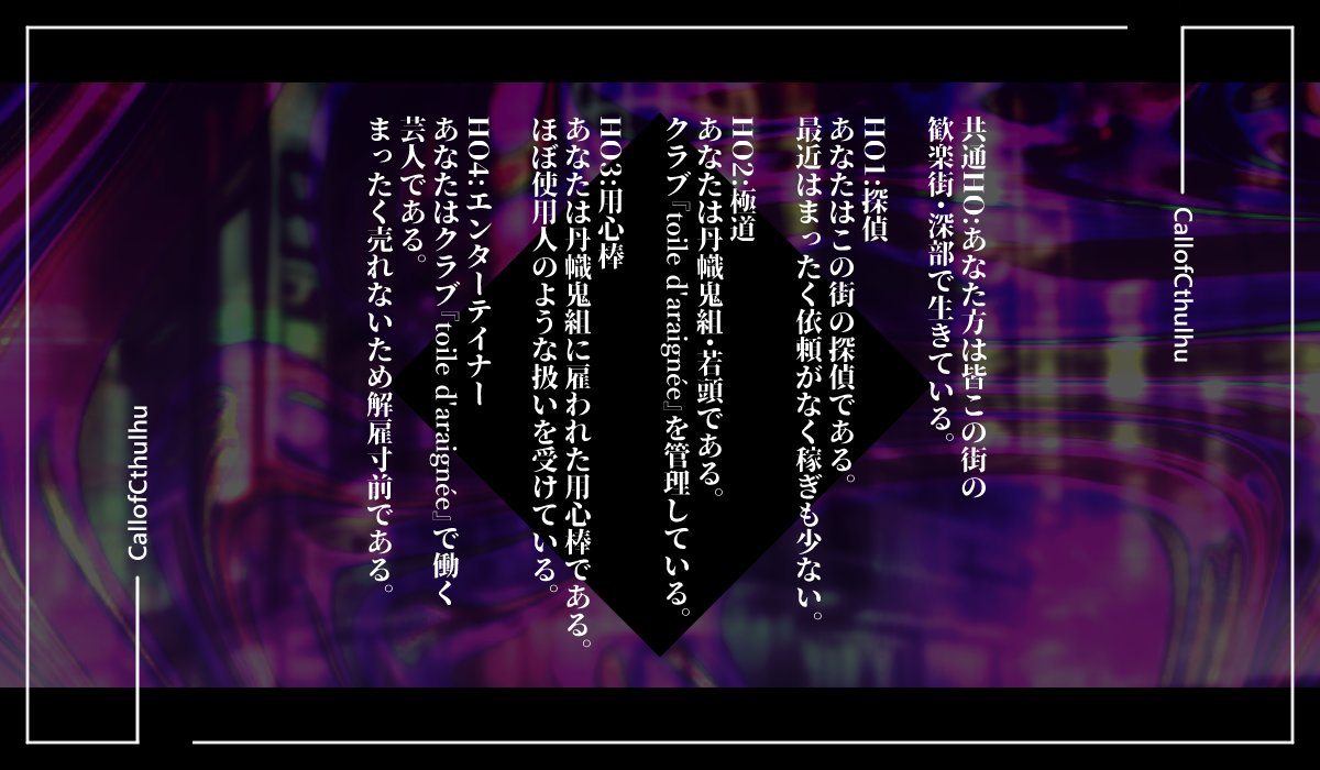 クトゥルフ神話TRPG非公式シナリオ『獄監』 悪辣、夢努と同じ世界観で