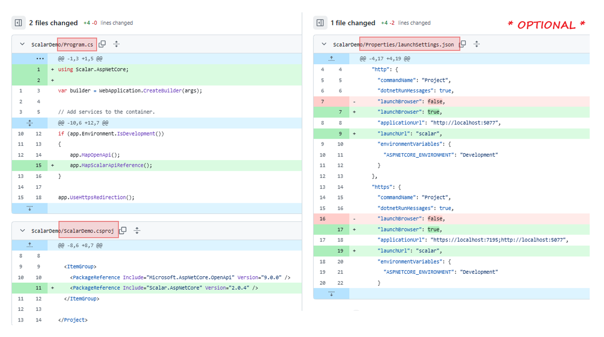 Dave_DotNet's tweet photo. Get started with Scalar in .NET 9

Scalar is a nice alternative to SwaggerUI, if you wish to check it out, here's the steps to install it into the default #dotnet 9 Web Api project:

1️⃣ Install Scalar.AspNetCore from NuGet
2️⃣ Reference it and call the middleware in Program.cs
3️⃣ Set the browser to open and load Scalar automatically at launch

Have you used it yet?