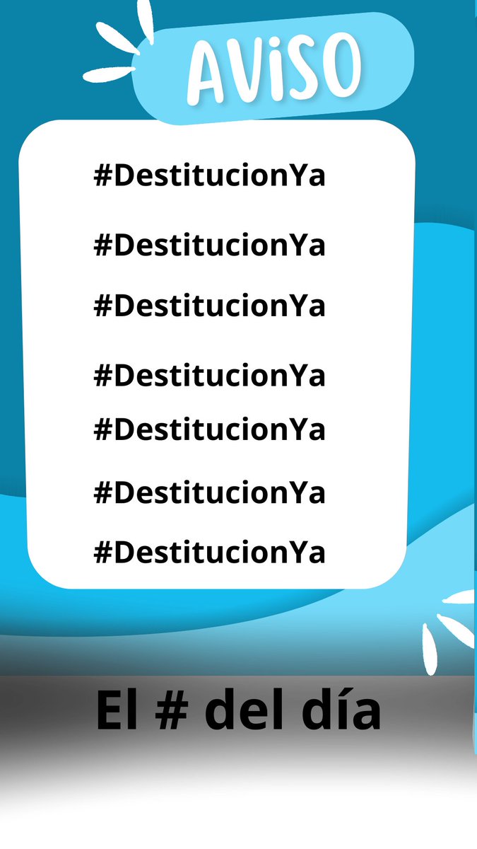 El #del día es 🎶🎵🎶🎶
#DestitucionYa
#DestitucionYa
#DestitucionYa
#DestitucionYa
#DestitucionYa
