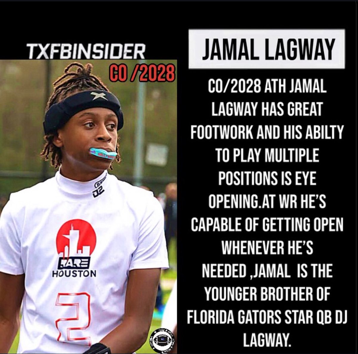 Rare Houston (@rarehouston7s) on Twitter photo Football is in the Lagway Family! Jamal is next up two-way player can play WR and DB. Rising Athlete in class 2028!
School: Willis HS
Athlete: <a href="/LagwayJamal/">Jamal Lagway</a> Football is in the Lagway Family! Jamal is next up two-way player can play WR and DB. Rising Athlete in class 2028!
School: Willis HS
Athlete: <a href="/LagwayJamal/">Jamal Lagway</a>