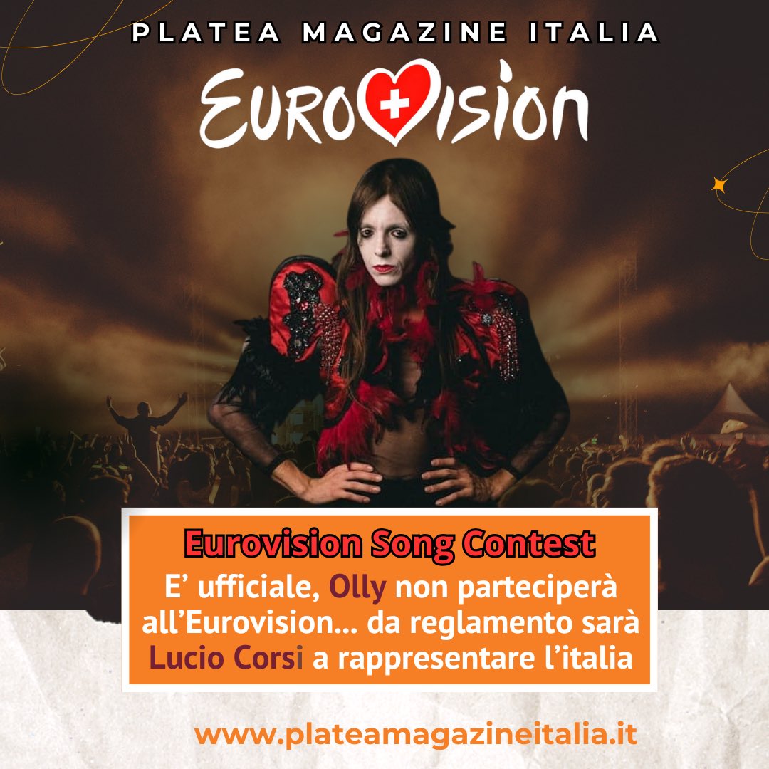 Ormai è ufficiale!.. sarà Lucio Corsi a rappresentare l’Italia all’Eurovision Song Contest… 
#luciocorsi #Eurovision2025