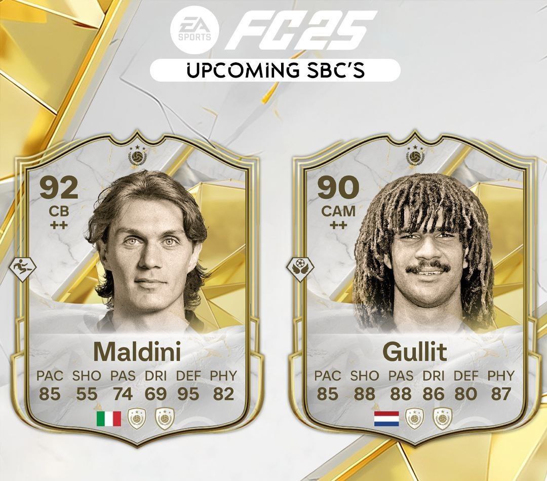 Gamecurrencynet's tweet photo. ๐จLEGENDS UNLEASHED๐จ
Maldini & Gullit are coming as ICON SBCs in FC 25
๐ฅ Perfect for the Fantasy FC promo, these icons will take your squad to the next level!
Your clubโs empty?!
weโll fill it up for you!๐๐ป
https://t.co/ldav9om1lZ
#FC25 #Maldini #Gullit #GamingNews #EAFC25 https://t.co/JJio8tMLRJ