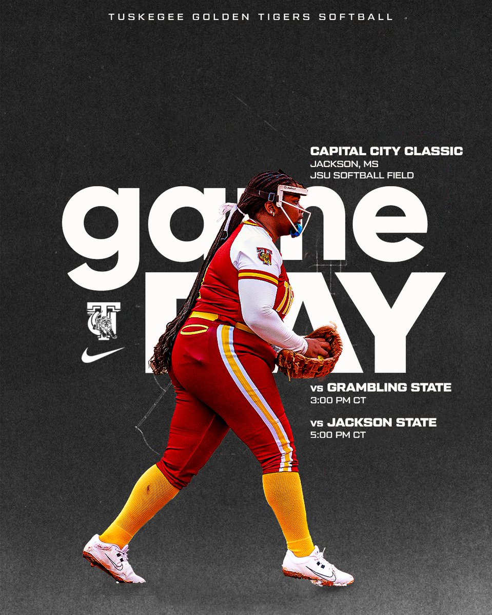 skegeesoftball's tweet photo. GAMEDAY in Jackson, Mississippi! 🥎 The Golden Tigers are ready for action in the Capital City Classic, taking on Grambling State at 3:00 PM and Jackson State at 5:00 PM! Time to make a statement!

#SkegeeSB l #MyTUAthletics l #CapitalCityClassic https://t.co/eWribKsVwB