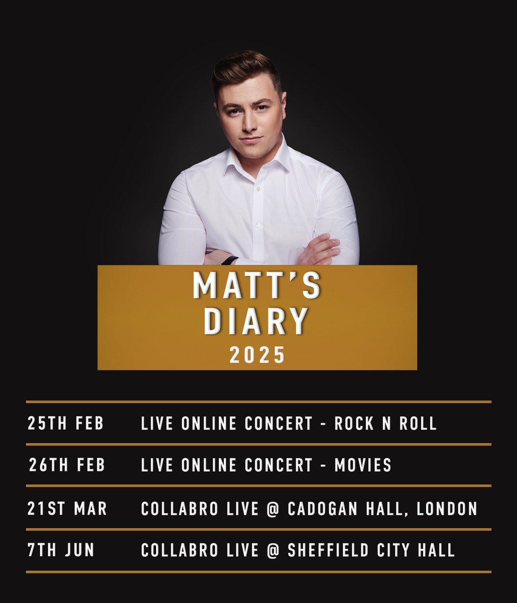 CollabroBuzz's tweet image. Don’t miss Matt’s last two online concerts this February! Watch from anywhere in the world and enjoy an amazing performance. 🎶 Get your tickets now from: calendly.com/mattpaganvocal…