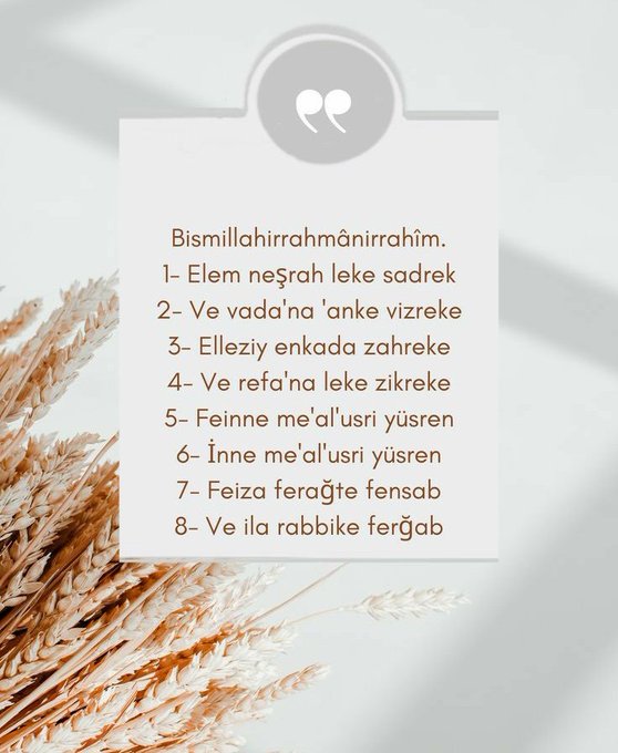 imam_gazzali1's tweet photo. “İnşirah suresini okuyan kimse, Bana gelip de sıkıntısını gideren gibidir.”

(Hz. Muhammed s.a.v) https://t.co/sd0hBA14PY