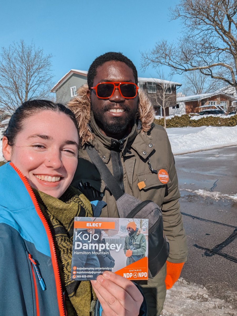 Deanna Allain (@deannaallain) on Twitter photo Gooooood morning! It's a beautiful day to hit the doors with <a href="/KojoDampteyONDP/">Kojo Damptey</a>, your Hamilton Mountain ONDP Candidate. We are just FIVE days from the election and you can still visit the advance polls and cast your vote for Kojo today! E-5 let's gooooo 🔥🔥
#hamont #onpoli #onelxn Gooooood morning! It's a beautiful day to hit the doors with <a href="/KojoDampteyONDP/">Kojo Damptey</a>, your Hamilton Mountain ONDP Candidate. We are just FIVE days from the election and you can still visit the advance polls and cast your vote for Kojo today! E-5 let's gooooo 🔥🔥
#hamont #onpoli #onelxn