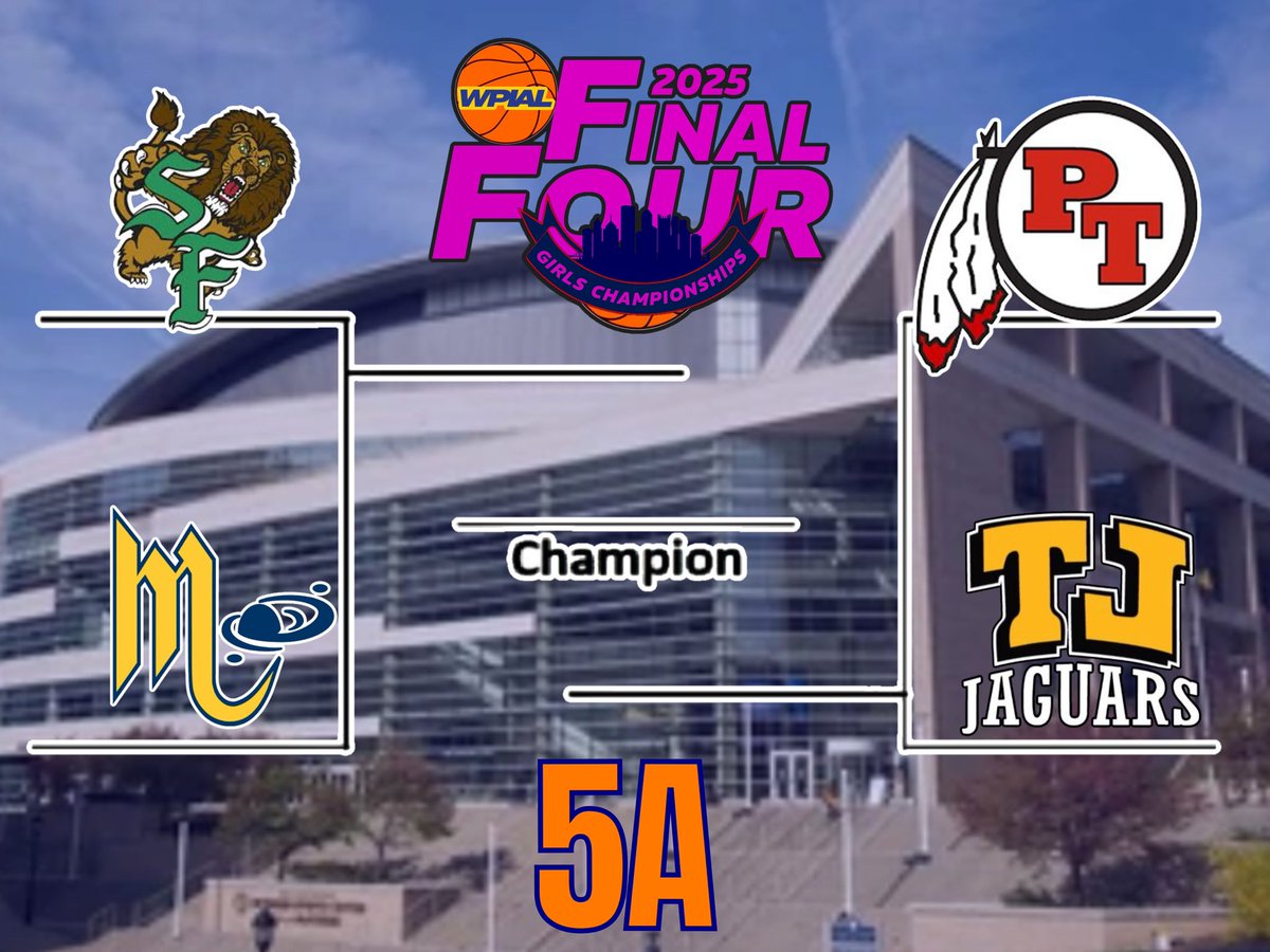 Final Four for PATH TO THE PETE!!!  5A showdown!!  <a href="/SF_GirlsHoops/">South Fayette Lady Lions Basketball</a> vs <a href="/marsbasketball_/">Mars Girls Basketball</a> &amp; <a href="/PT_Girls_Hoops/">Peters Township Girls Basketball</a> vs <a href="/TJJaguarsWbb/">Thomas Jefferson High School Women's Basketball</a> !!!  Let’s go!!!