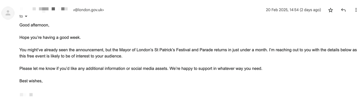The London Weekend is becoming quite popular - we now receive requests from the London council asking to promote events organised by them