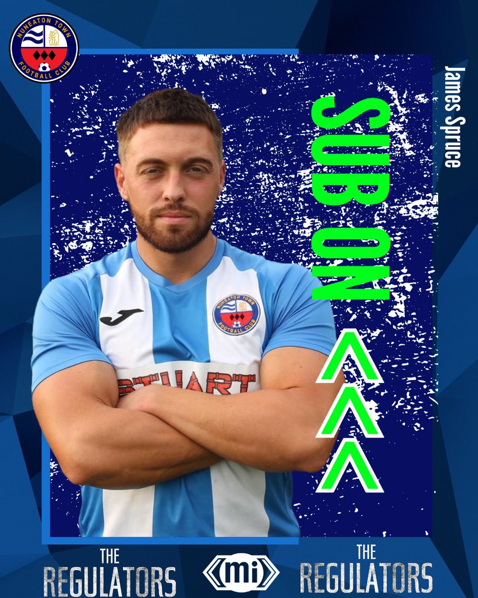NuneatonTFC's tweet image. 60' SUBSTITUTION | James Spruce comes on for goal scorer Stuart Hendrie

🔵4-2🟢 
#NTFC #TogetherForTheTown