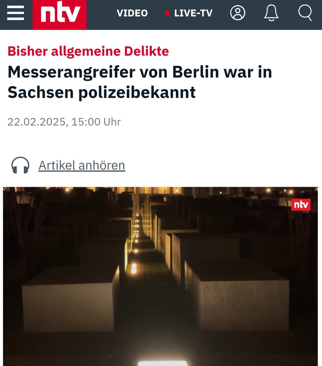 AfD_SLT's tweet image. Der "#Juden töten"-#Syrer konnte in #Sachsen mehrere Straftaten begehen. Die #CDU-Regierung schaffte es nicht, rechtzeitig seine #Abschiebung vorzunehmen. Was für ein Totalversagen in der Sicherheitspolitik!

n-tv.de/politik/Messer…

#Messerangriff #Messer #Abschieben #AfD