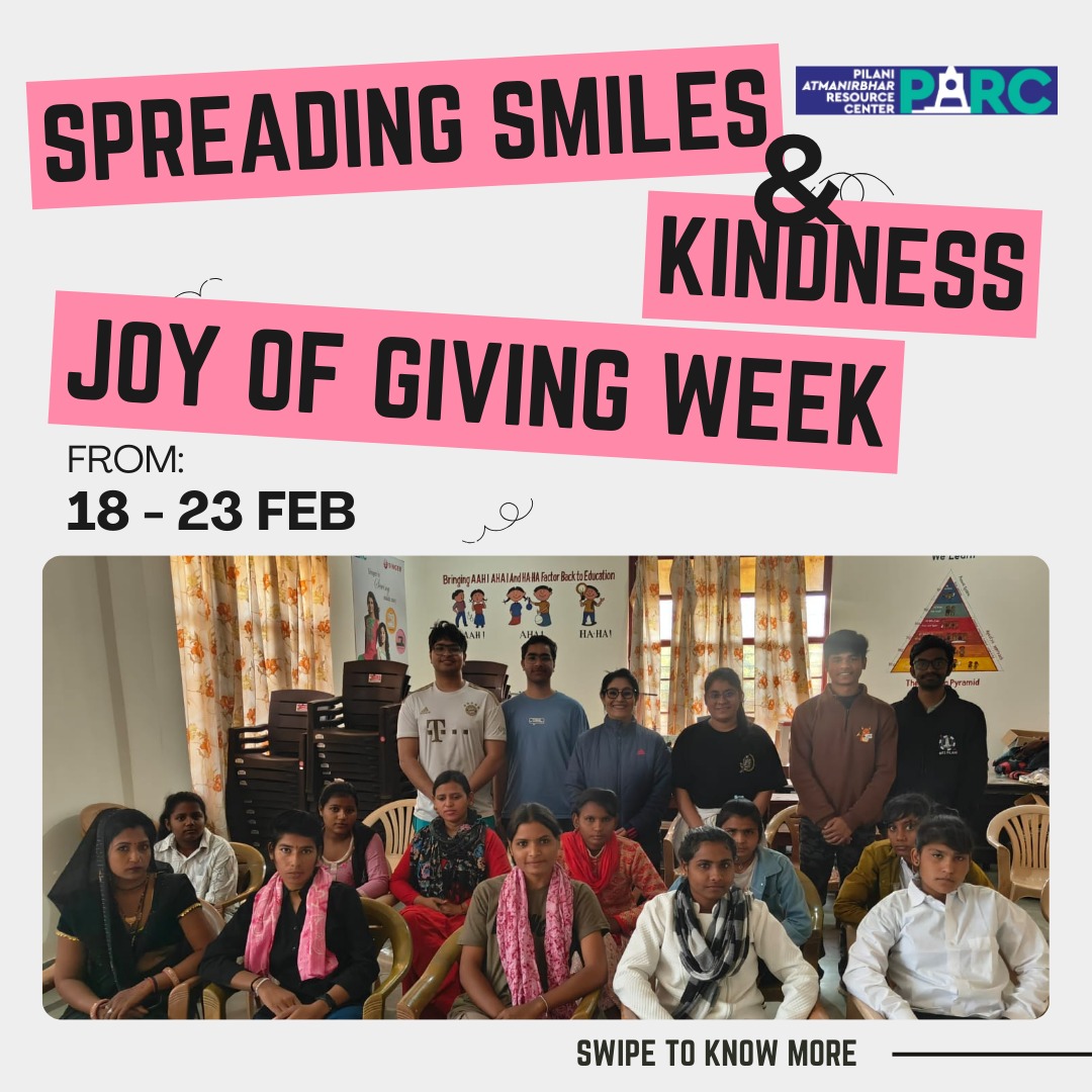PARCpilani's tweet photo. Spreading joy through art, games &amp; kindness! 💛✨
Grateful to celebrate #JoyOfGivingWeek with NirmaanOrg, empowering young talents.

#joyofgiving #spreadkindness #communitycare #bitspilani #bitsalumni #parc #nirmanorganisation #makeadifference #togetherwecan https://t.co/uQRTJRDLOt