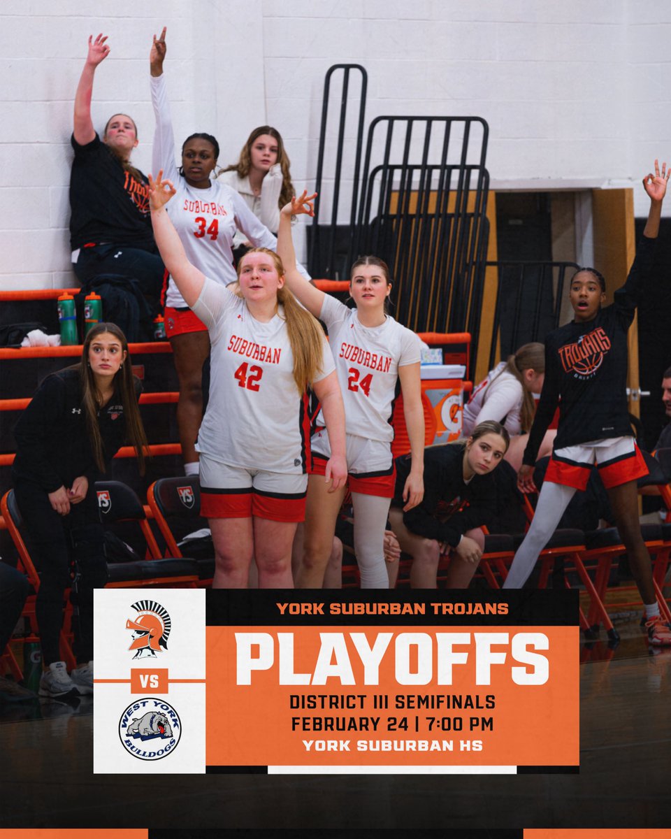 The District III Semifinal Round is almost here! Come out and support as we take on West York on Monday at home. 

📅 Feb. 24| 7:00 PM
📍 York Suburban HS
🎟️ Get your tickets here: piaad3.hometownticketing.com/embed/event/10…