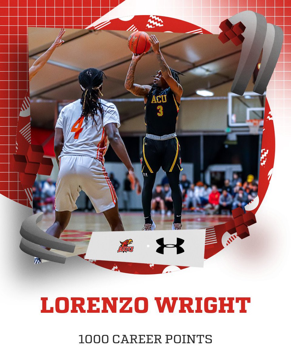 ACUHoops's tweet image. Congratulations to Lorenzo Wright on reaching 1,000 career points! A well-earned milestone for a dedicated player. Keep putting in the work! 🏀🔥 #Firestorm #ACUBasketball