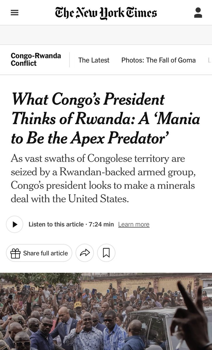 afrikarabia's tweet photo. #RDC Félix #Tshisekedi dans le New-York Times :
▶️Le #Rwanda fait à la RDC ce que la Russie fait à l’Ukraine.
▶️Je ne veux pas négocier avec le #M23 qui est une coquille vide.
▶️Nous allons reprendre #Goma soit par le dialogue, soit par une reconquête militaire.
▶️Il faut couper les financements du Rwanda
▶️Les #Banyamulenge sont Congolais, je l’ai dit haut et fort.