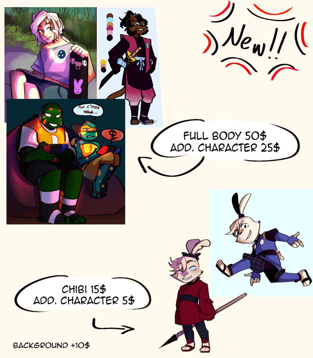 Hitok_Art's tweet image. Opening these again! and with new stuff :D!! 3 slots available if you could share pretty please!! T.O.S. below! #rottmnt