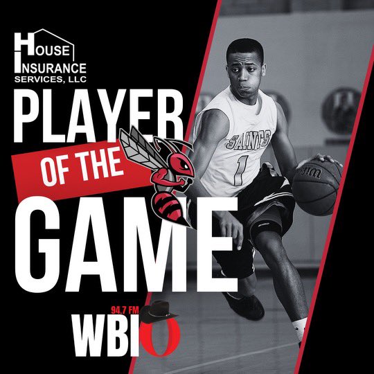 House Insurance Player of the Game is Alex Madden. Alex had 20 points and 14 rebounds in the Hornets 64-62 loss to Grayson Co.