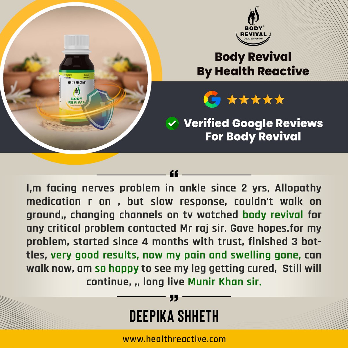 healthreactivee's tweet image. 🌟Excited to share another wonderful review from our valued client!🌟  We deeply appreciate your trust in us and the chance to go beyond your expectations.  🌿 Discover more at: healthreactive.com  #FuturisticAyurveda #HealthReactive #BodyRevival #DrMunirKhan