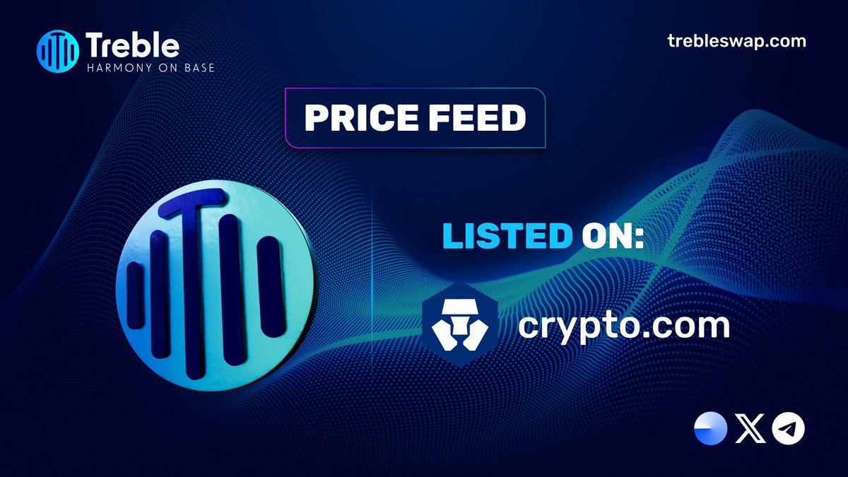 Treble (@trebleswap) on Twitter photo ⚡️ New Listing Spotted
$TREB is now also tracked on <a href="/cryptocom/">Crypto.com</a>! 📊
🔵 crypto.com/price/treble ⚡️ New Listing Spotted
$TREB is now also tracked on <a href="/cryptocom/">Crypto.com</a>! 📊
🔵 crypto.com/price/treble