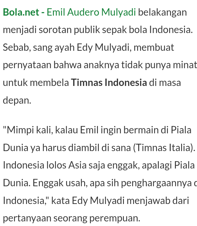 maop46's tweet photo. @idextratime Padahal Emil sudah dari dulu mau dinaturalisasi oleh PSSI saat masih main di Sampdoria, tapi bapaknya menolak dan terkesan meremehkan Indonesia.
jadi tidak respect sama ini pemain. https://t.co/bEQvmh2qli