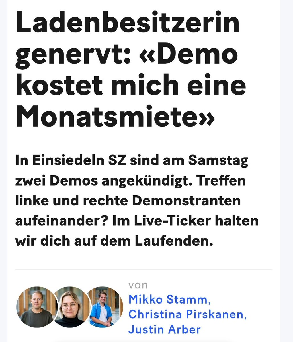 Die Ladenbesitzerin aus #Einsiedeln kann sich bei den rot-grünen Medien wie <a href="/SRF/">SRF</a> bedanken, die das Ganze mit ihren tendentiösen Berichten initiiert haben. Übelster #Agitprop von Staatsfunk &amp; Co., mehr DDR als freie Schweiz. <a href="/Alice_Weidel/">Alice Weidel</a> <a href="/AfD/">AfD</a> #Mainstream
20min.ch/story/einsiede…