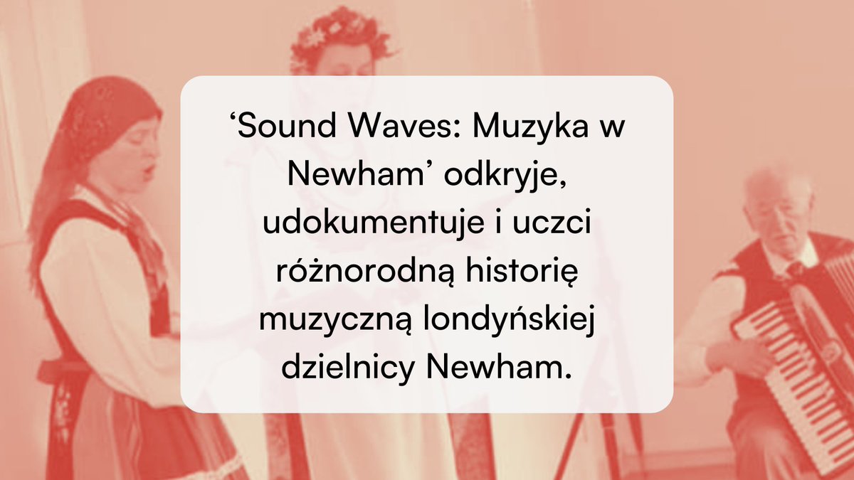 Nasz projekt „Fale Dźwiękowe” celebruje bogate dziedzictwo muzyczne Newhamu od 1965 roku.

Od klubów młodzieżowych po kultowe miejsca – każdy rytm opowiada historię.

Dowiedz się więcej o tym ekscytującym projekcie: rendezvousprojects.org.uk/portfolio/soun…

#FaleDźwiękoweNewham #MuzykaNewham