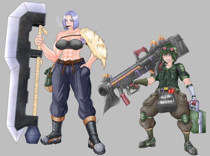 【R-18・WIP】またまたファンタジー系の新オリキャラ、今回は傭兵と発明家です。 