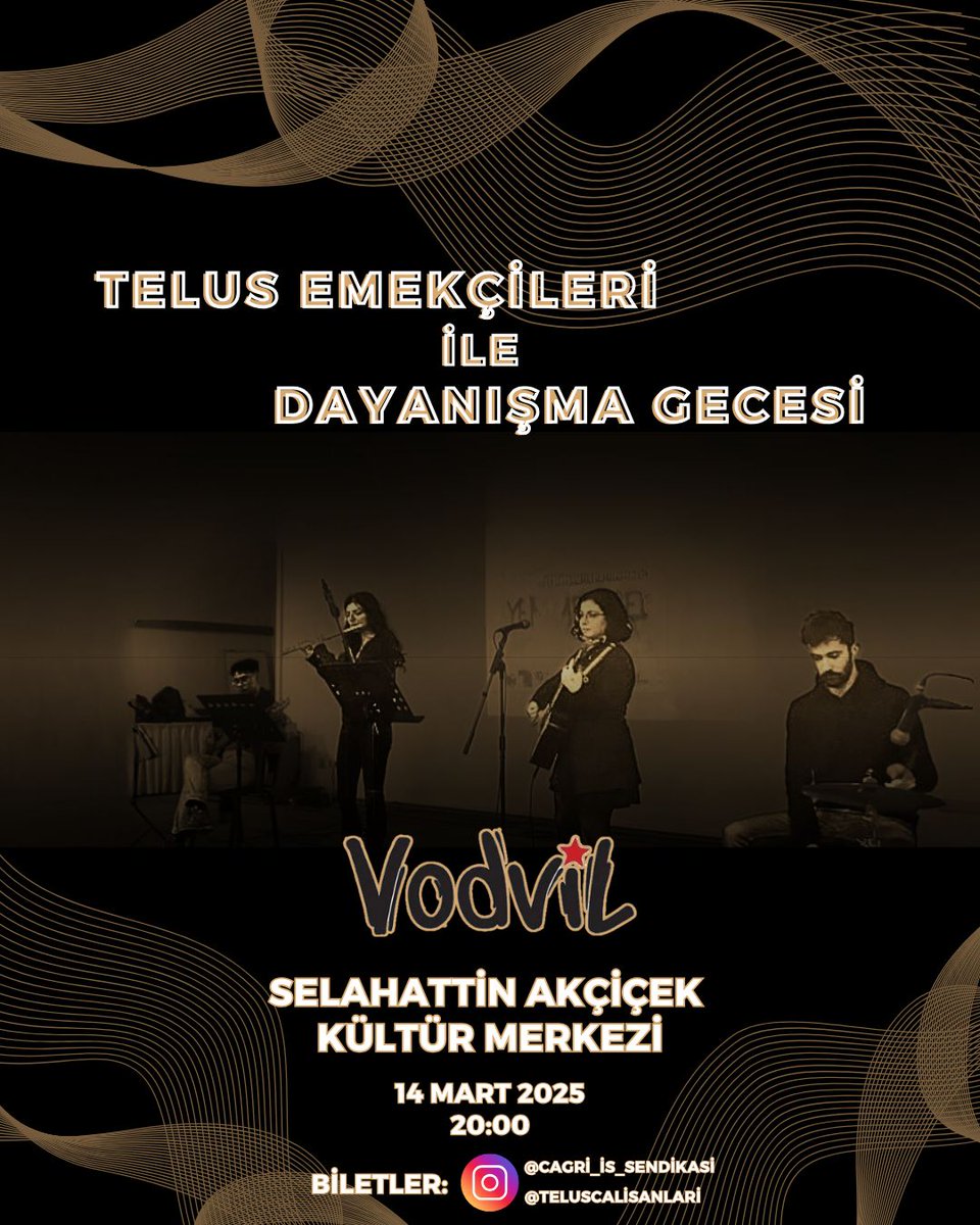 Telus Emekçileri ile Dayanışma Gecesi'nde @agoraminor <a href="/praksis_/">Praksis Müzik Grubu</a> Dil Tengi ile birlikte biz de sahne alacağız. Telus emekçilerinin mücadelesine şarkılarımızla omuz vermek bizim için onur. Bütün dostlarımızı 14 Mart'ta dayanışma gecesine bekliyoruz.

<a href="/TelusEmekcileri/">Telus Emekçileri</a> <a href="/SendikasCagr/">Çağrı İş Sendikası</a>