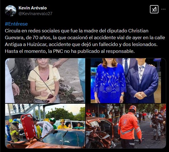 LaCapitalNews's tweet image. Última Hora | KEVIN ARÉVALO, MIEMBRO DEL #FMLN, RESPONSABLE DE DIFUNDIR INFORMACIÓN FALSA SOBRE ACCIDENTE EN HUIZÚCAR

Kevin Arévalo @Kevinarevalo27, quien forma parte del #FMLN, ha sido señalado como el responsable de difundir información falsa acerca de la persona responsable