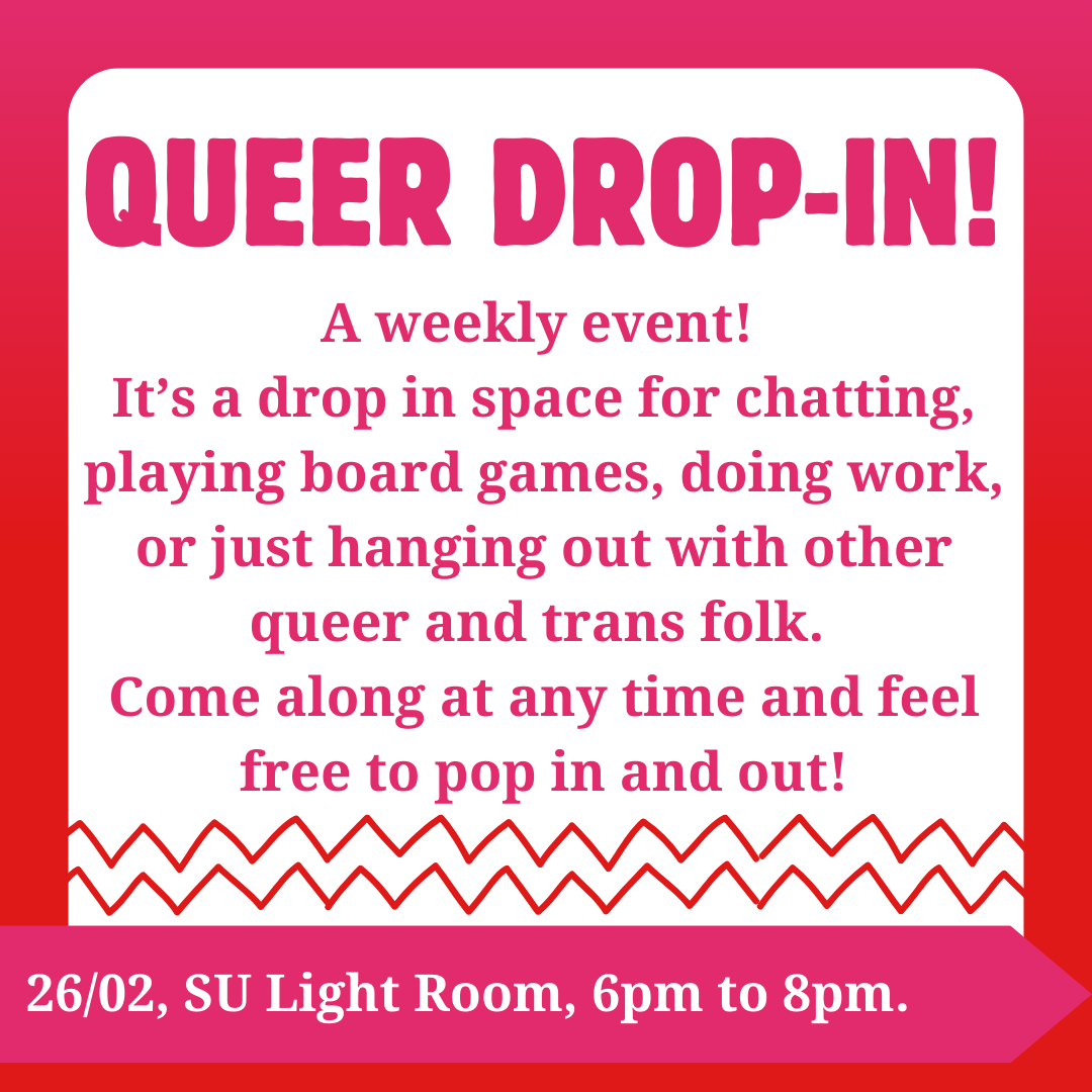 qubpridesoc's tweet photo. Drop-in again. You know the drill. It's on Wednesday https://t.co/0yZGYB3v4j