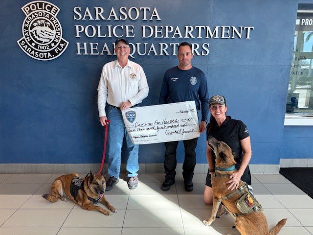 Congratulations to Officer Nick Dominis on being named Co-Officer of the Year by the Sarasota Police Foundation. In recognition of this honor, Officer Dominis graciously selected Canines for Heroes as the recipient of his award funds.