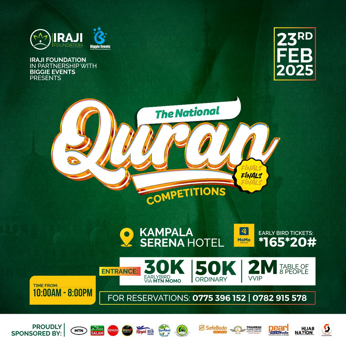 HAPPENING TOMORROW: The stage is getting set. The reciters are ready. The atmosphere? Unmatched.

Join us at Kampala Serena Hotel for the National Quran Competitions Finals—a celebration of faith, excellence, and divine recitations. Don’t just hear about it; experience it LIVE.