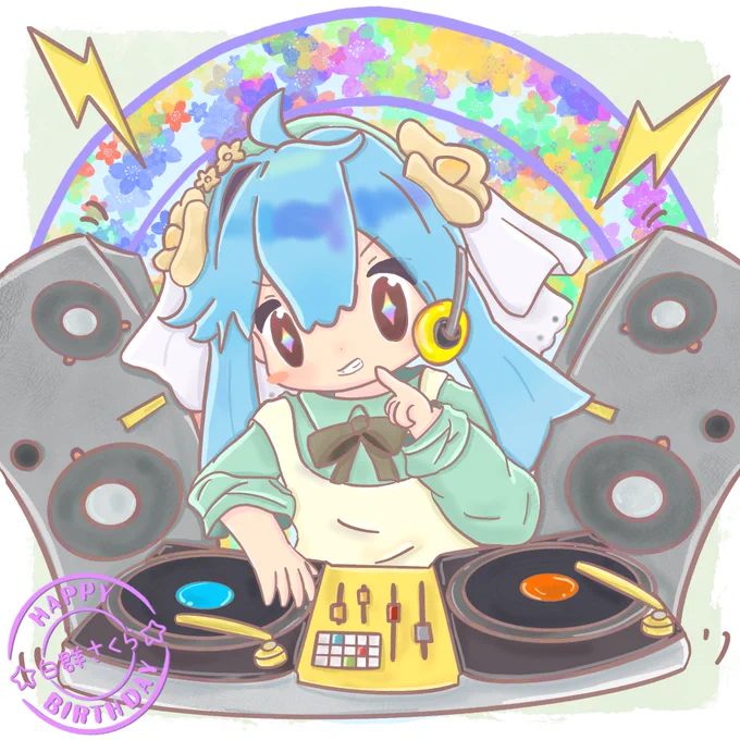 さくらさんおたおめっ!お絵描きもDJもできるさくらさんすーきー! みなほし喫茶も同期としてとっても幸せ!良き1年を～!!