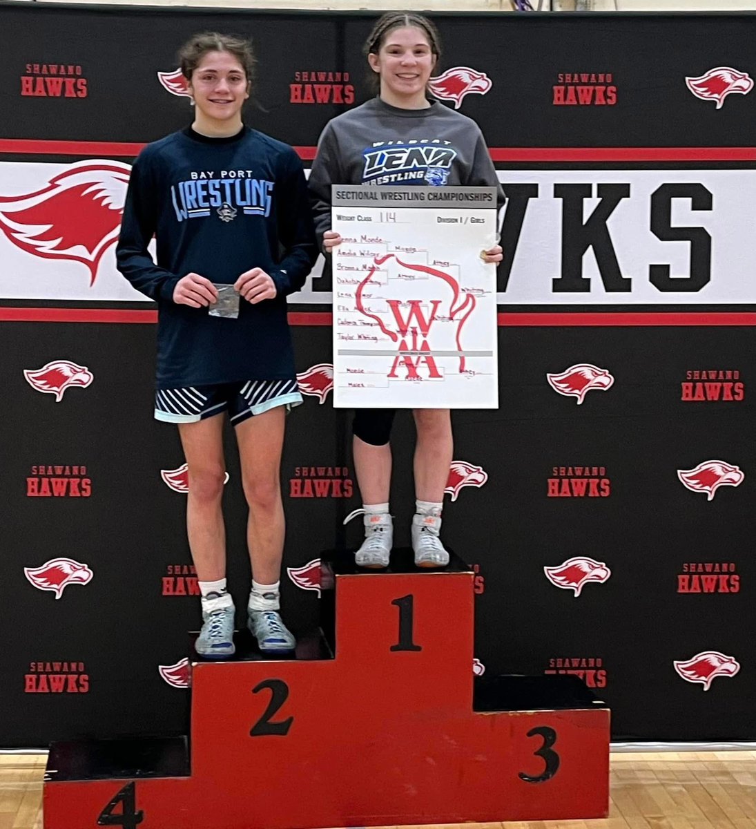 BP_Wrestling's tweet image. Bay Port Girls qualify two for state,
Anna Behling #SectionalChamp
Dakotah, runner-up and #qualifier 
Congrats girls!
#GoingToState #PiratePride @wiaawistate