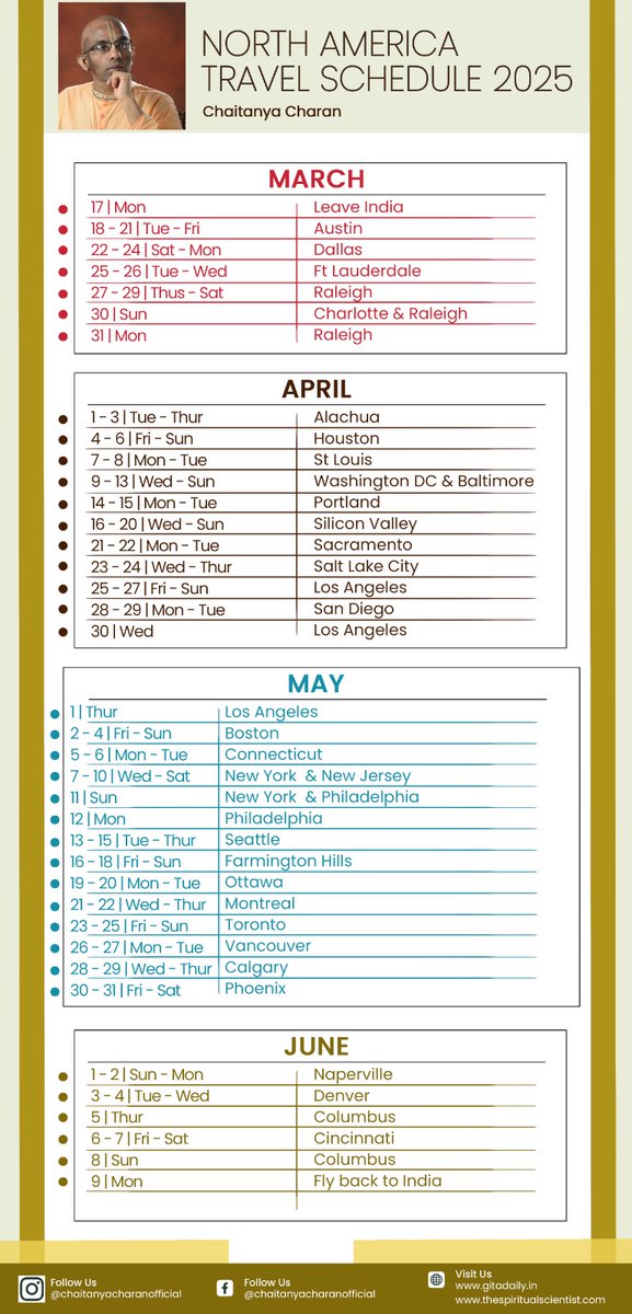 ChaitanyaTSS's tweet image. North America Audience – Save the Dates!
Here’s my schedule for your time zone! Don’t forget to set a reminder &amp;amp; let me know which session you’re looking forward to! 
#NorthAmericaSchedule #ContentUpdate #UpcomingEvents #SetYourReminder #ComingSoon #ChaitanyaCharan #GitaDaily