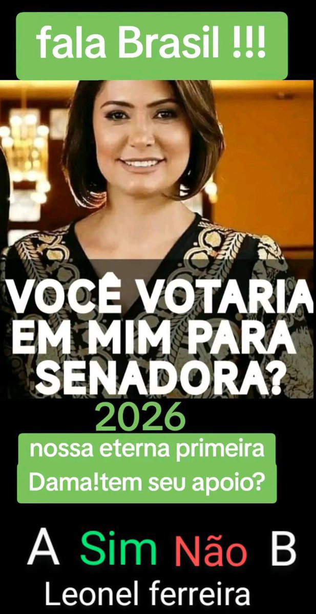vozdopovobrazil's tweet image. Você votaria na Michelle para senadora? 👇👇👇