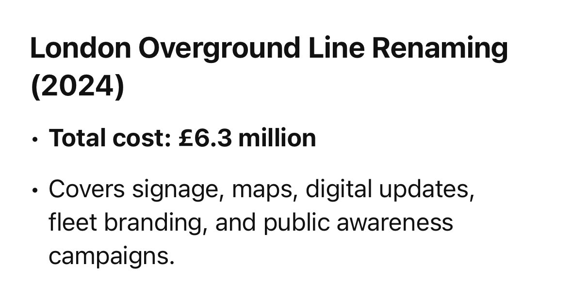 ⁦<a href="/MayorofLondon/">Mayor of London, Sadiq Khan</a>⁩ ⁦<a href="/TfL/">TfL</a>⁩ The public transport has become filthy, unreliable and more expensive in your reign. So why waste £6.3m changing the overground line names?
