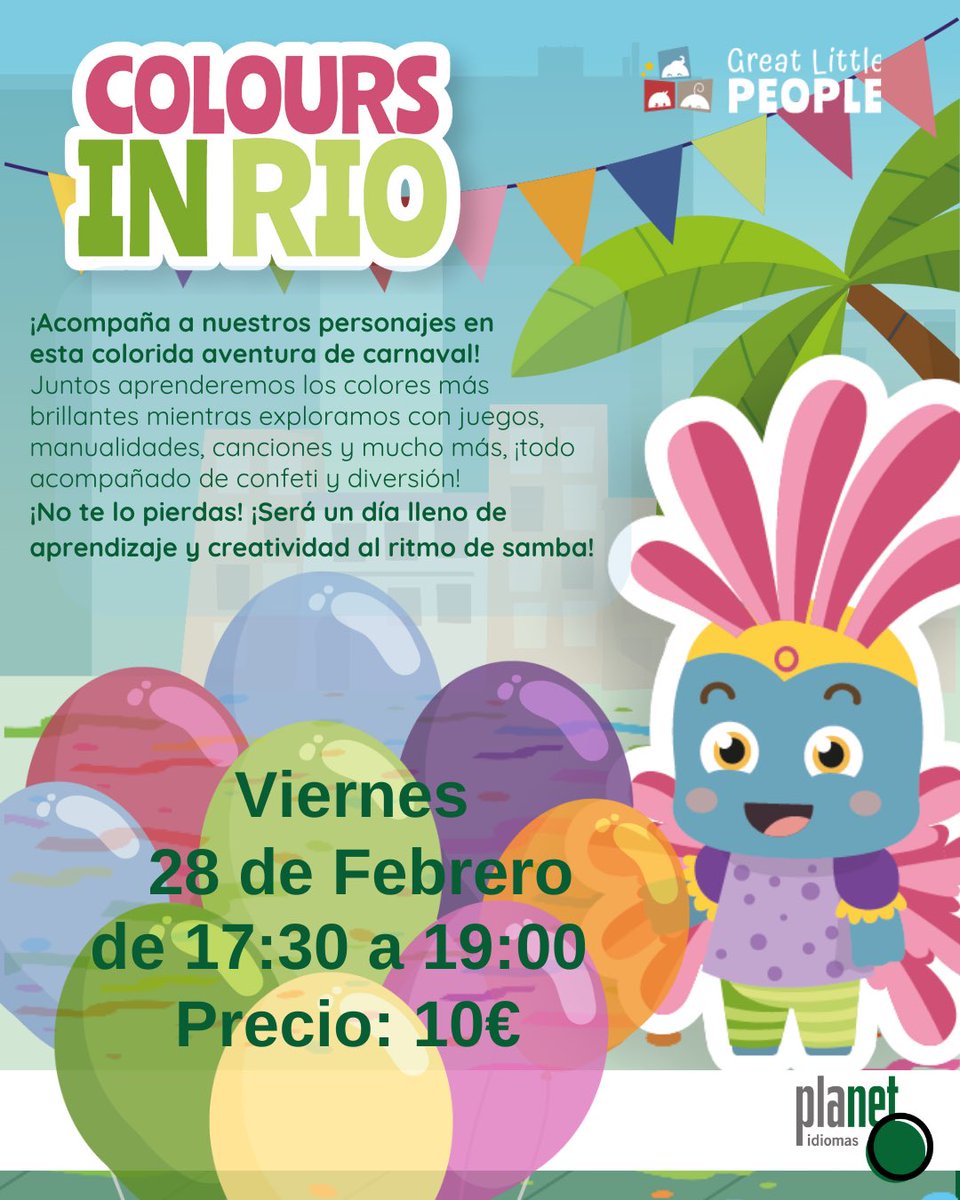 planet_idiomas's tweet photo. 🎨🌴 COLOURS IN RIO: ¡El Carnaval llega a Planet Idiomas! 🎉
💌planet@planetidiomas.com ⠀⠀
☎️ 684 604 755
#inglésniñosgijón #tallereseninglés #inglesgijon #inglesasturias #academiasgijon #academiasasturias #gijon #asturias #gijonconniños #gijonmola #xixon #educaciónasturias https://t.co/BmAcshcW36