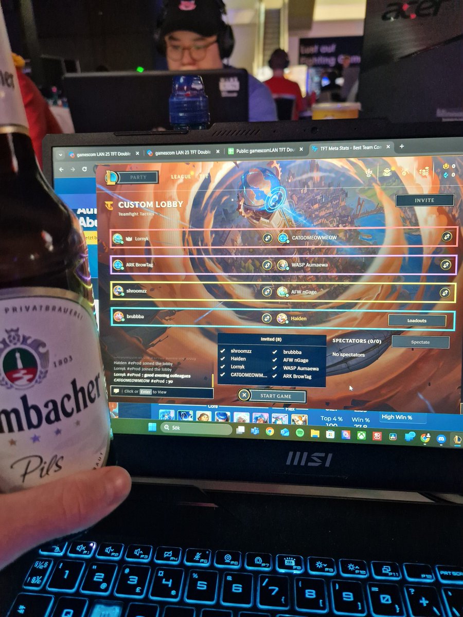 Real tourney starts today anyway 

Swedish beer team winning <a href="/brubbba/">brubbba</a> 

#GAMESCOMLANTFT