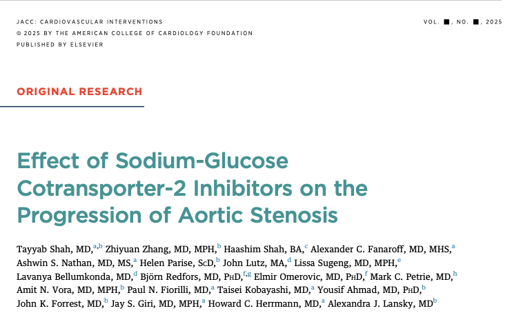Abdulla A. Damluji, MD, PhD (@drdamluji) on Twitter photo Effect of Sodium-Glucose Cotransporter-2 Inhibitors on the Progression of Aortic Stenosis: <a href="/JACCJournals/">JACC Journals</a>
🥸Nice work on SGLT2i and Aortic Stenosis from the Yale Group <a href="/AlexandraLansky/">Alexandra Lansky</a>
😱 Good morning
👇👇👇 Effect of Sodium-Glucose Cotransporter-2 Inhibitors on the Progression of Aortic Stenosis: <a href="/JACCJournals/">JACC Journals</a>
🥸Nice work on SGLT2i and Aortic Stenosis from the Yale Group <a href="/AlexandraLansky/">Alexandra Lansky</a>
😱 Good morning
👇👇👇