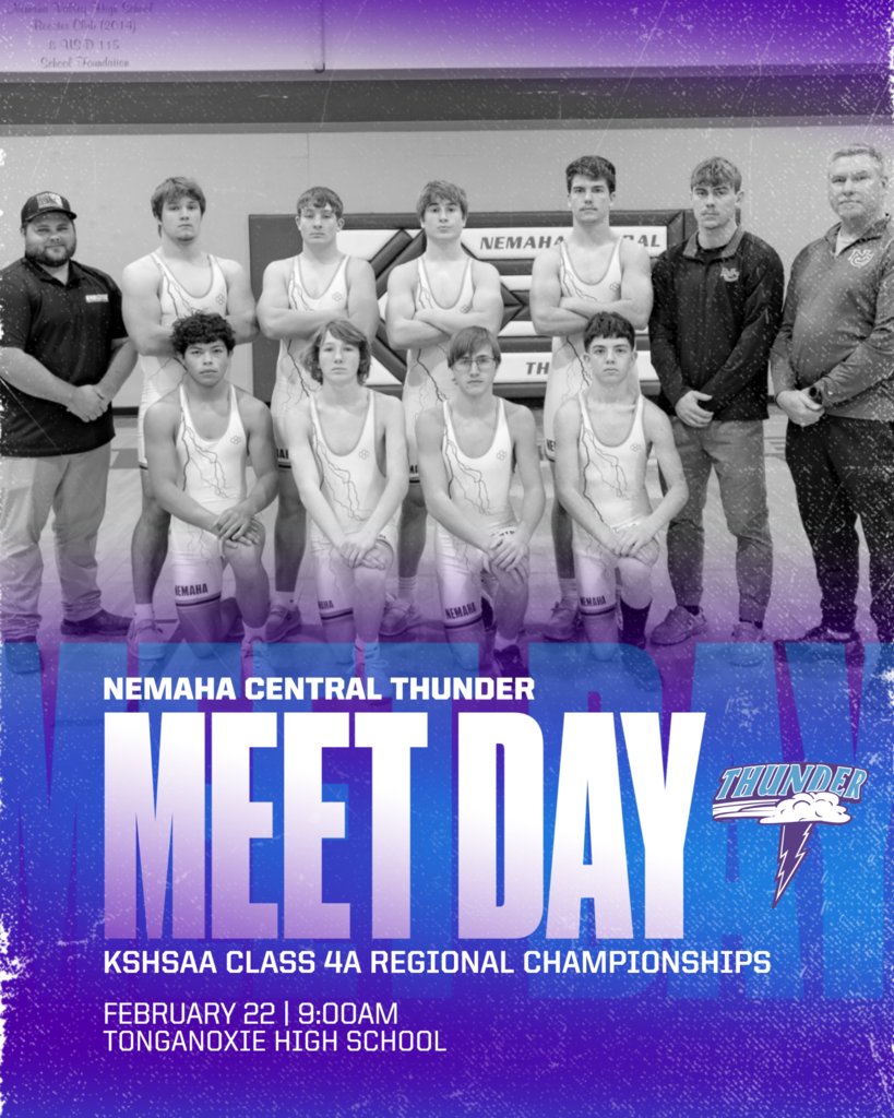 #Nemaha Boys Wrestling makes the trek to Tonganoxie today for the KSHSAA Class 4A Regional Championships!

Good luck boys and GO THUNDER!!!